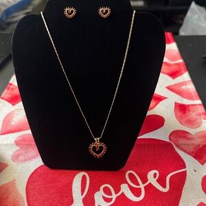 Elegant Gold Heart Necklace and Earring Set Valentine’s gift